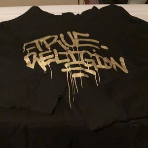 Black and gold true religion hoodie. Size 2xl